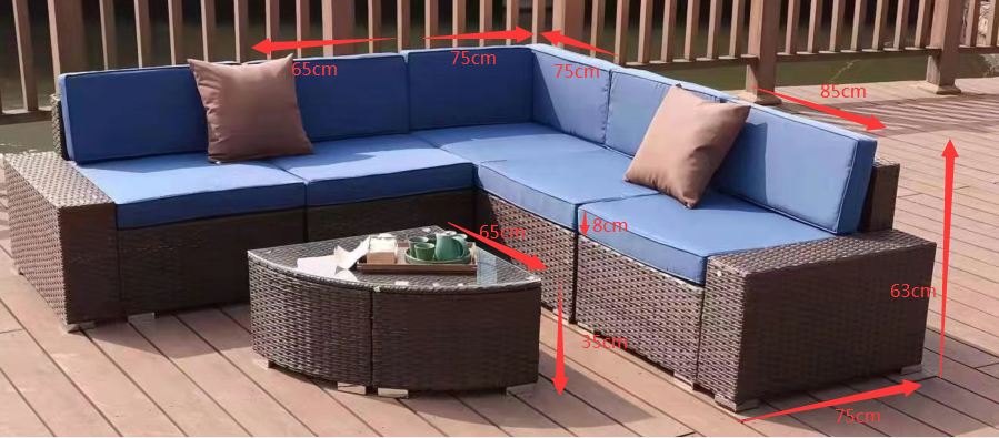 6 Piece Outdoor Wicker Rattan Modular Sofa Set