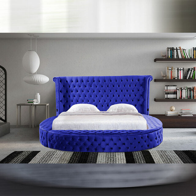 Blue Storage Bed With Bluetooth Speakers and USB