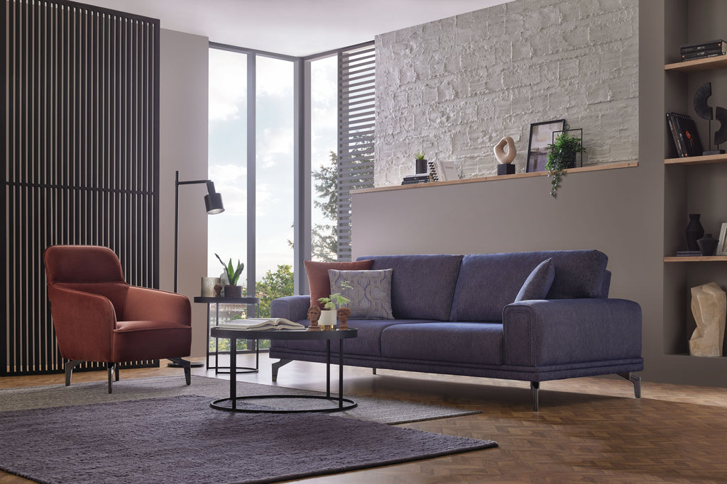 Evora Blue Gray 3-Seater Sofa Bed