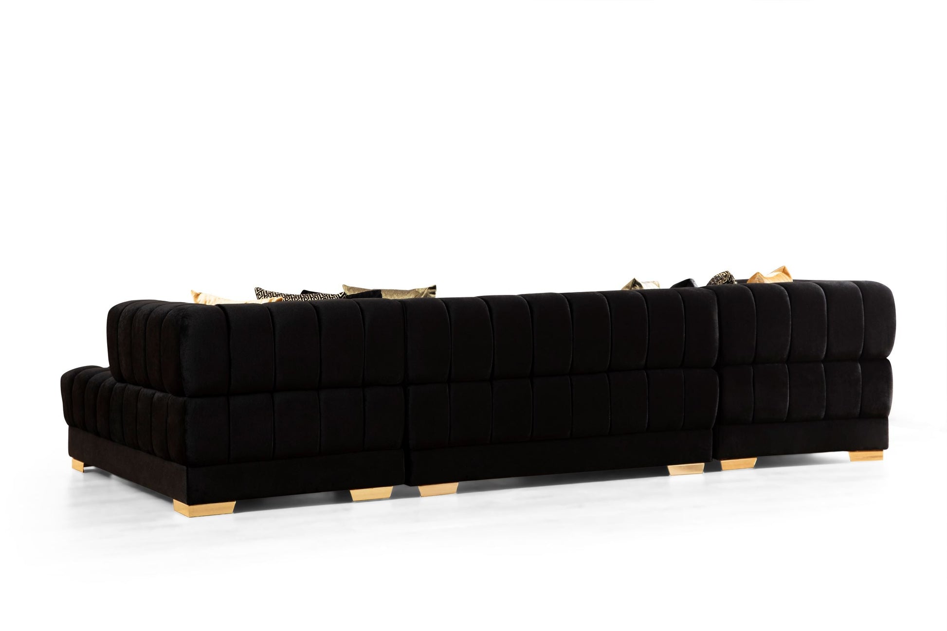 Ariana Black Velvet Double Chaise Sectional