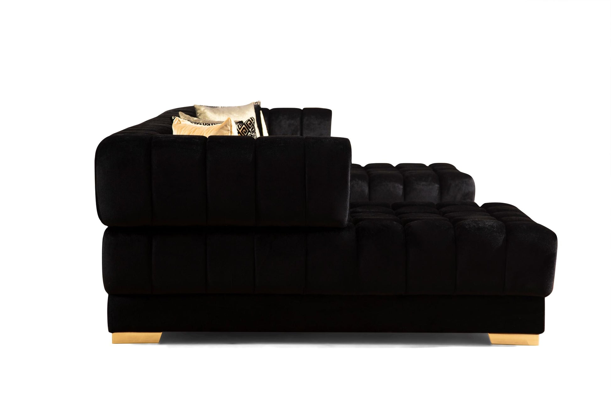 Ariana Black Velvet Double Chaise Sectional