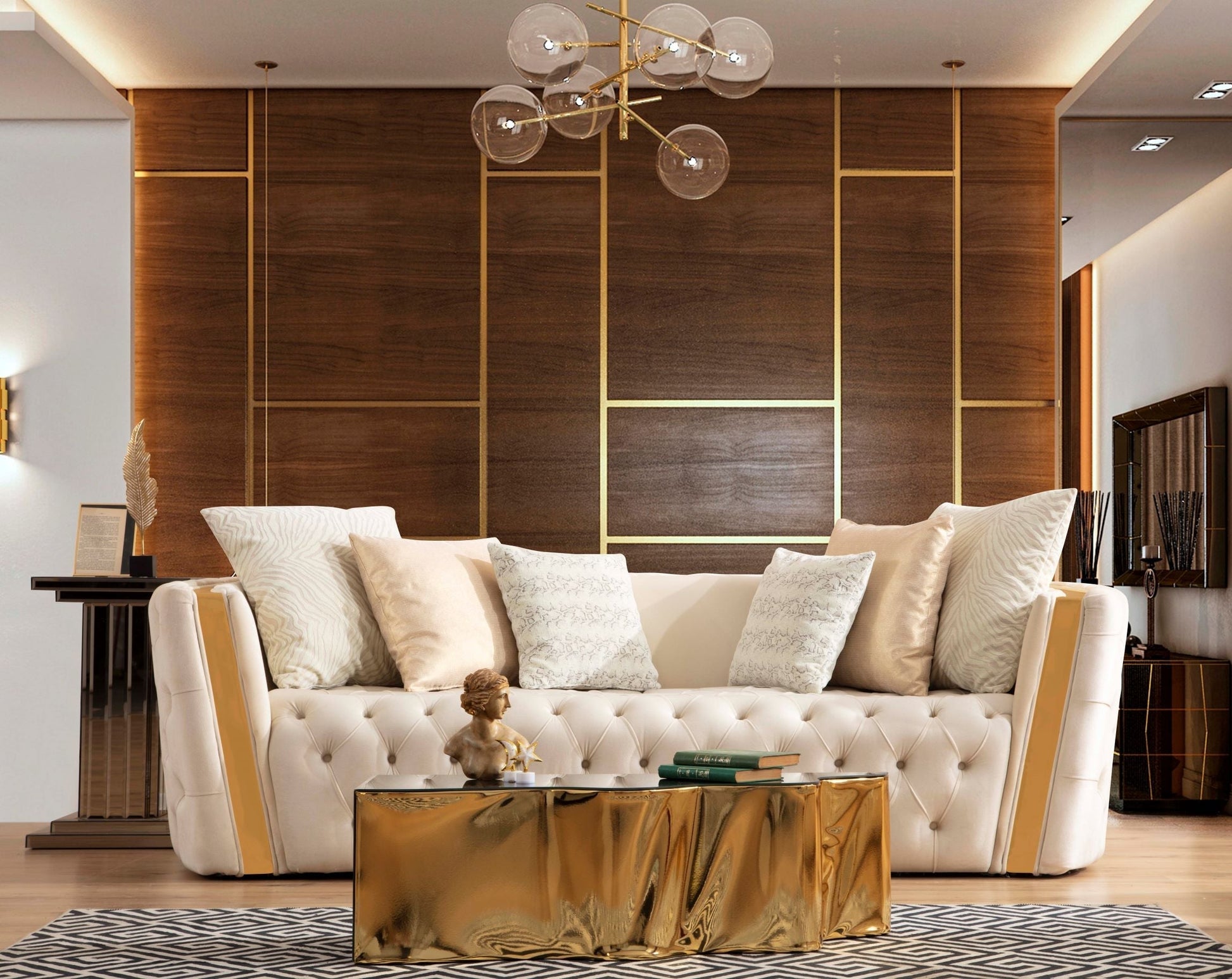 Fanci Ivory Velvet Sofa & Loveseat