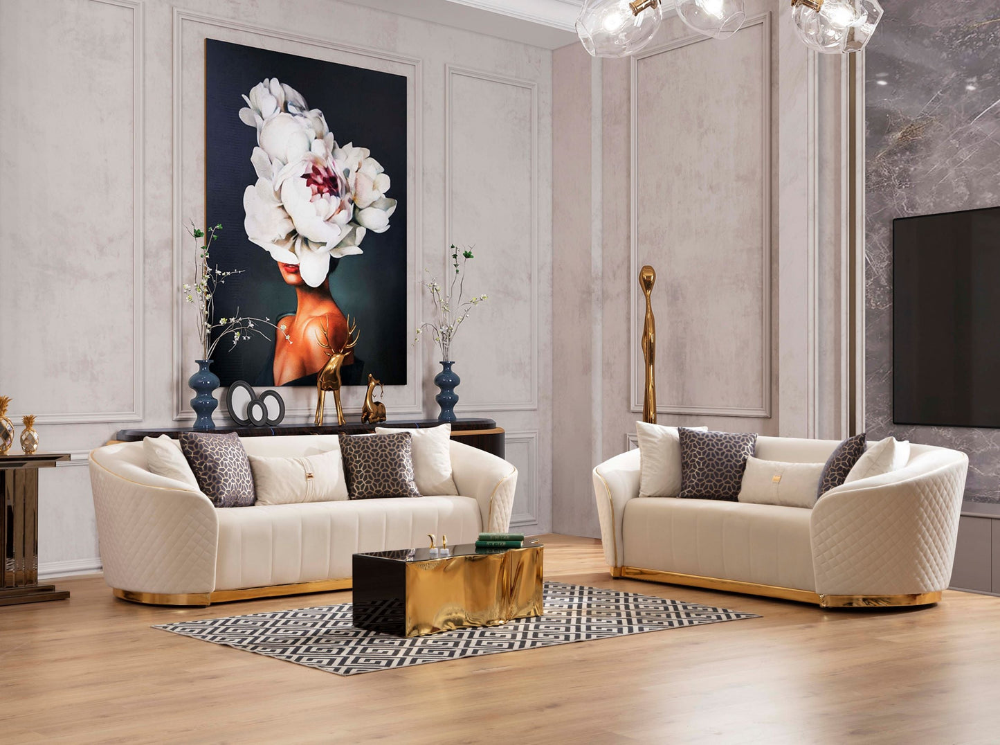 Aster Ivory Velvet Sofa & Loveseat [ETA: 12/25]