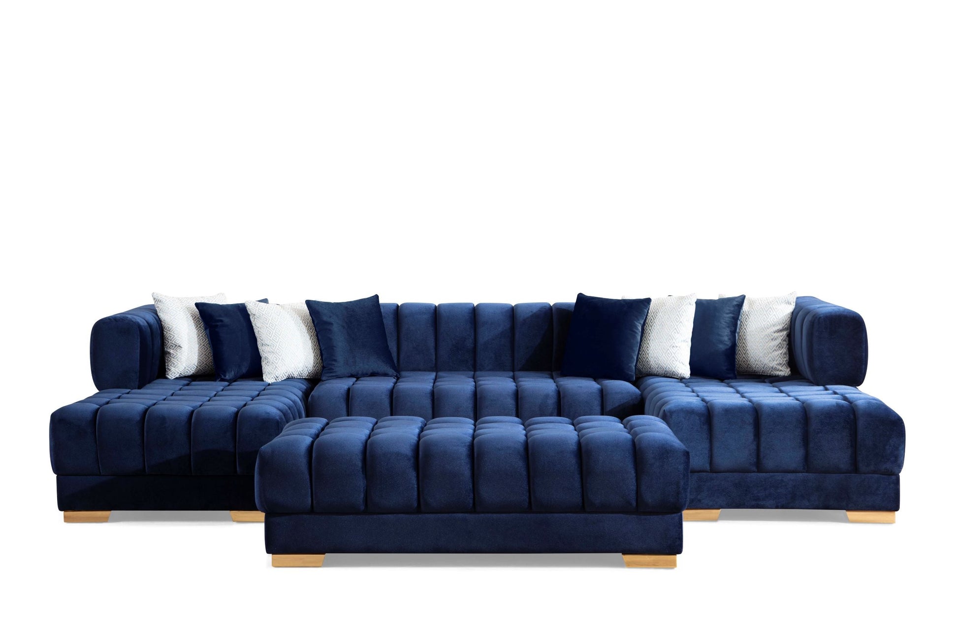 Ariana Blue Velvet Double Chaise Sectional