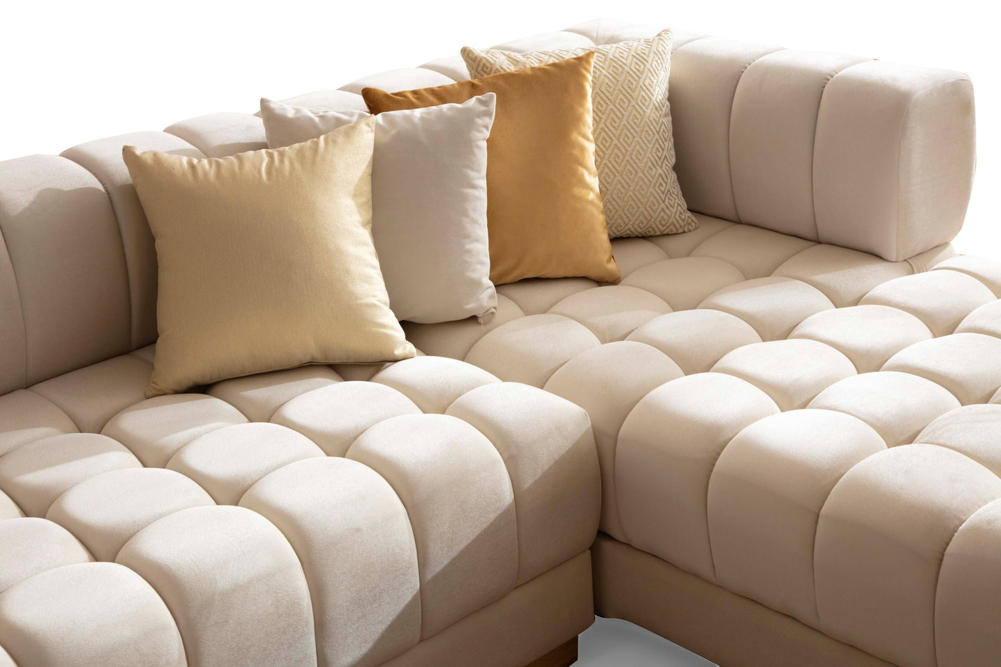 Ariana Ivory Velvet Double Chaise Sectional