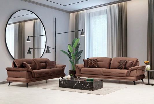 Violet Sofa & Loveseat Brown