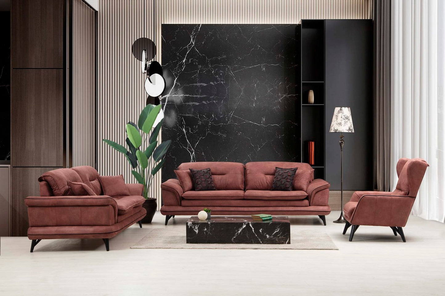 Violet-Pad Sofa & Loveseat Dried Rose