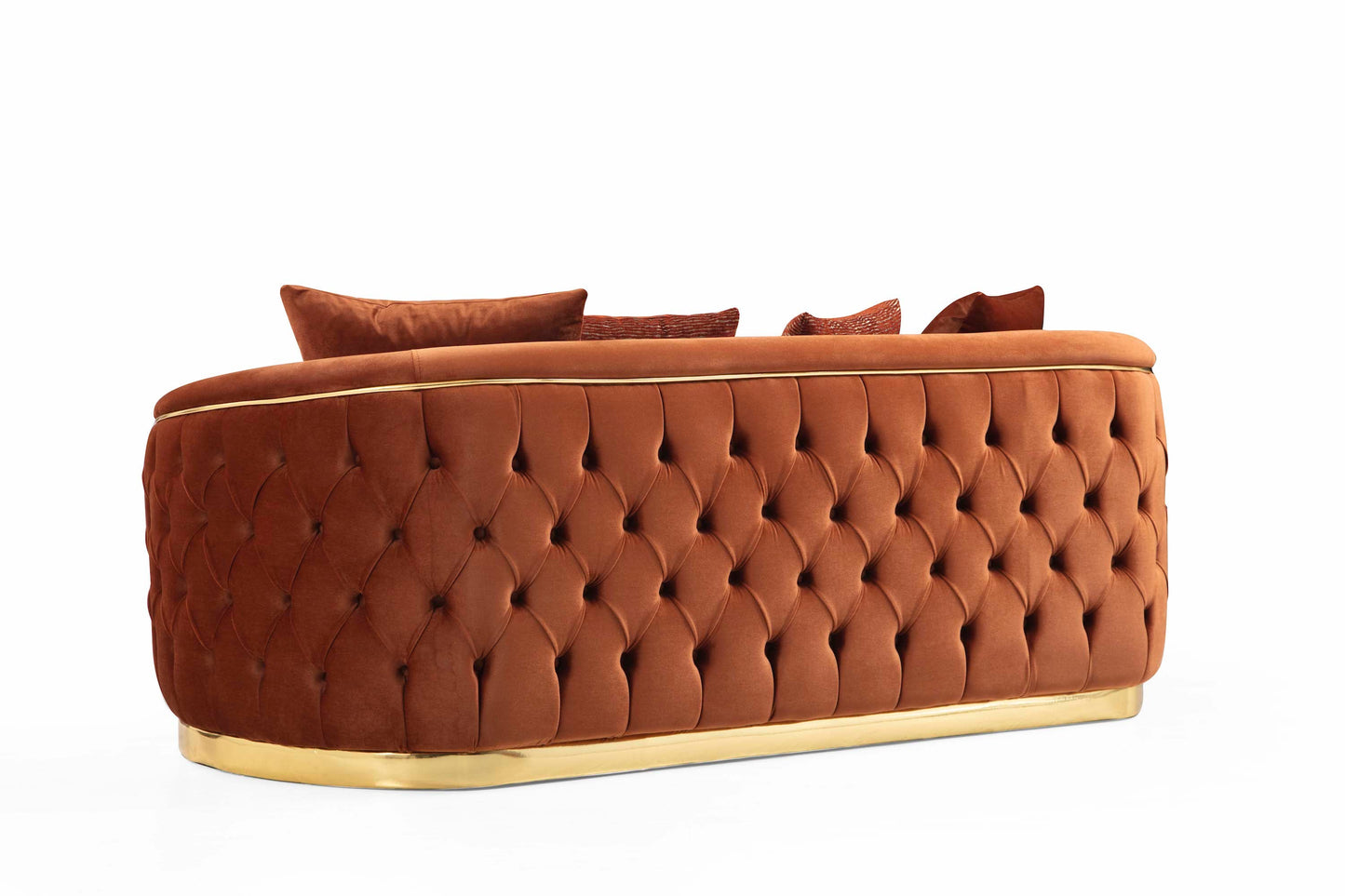 Paris Sofa & Loveseat - Velvet Upholstery - Brick