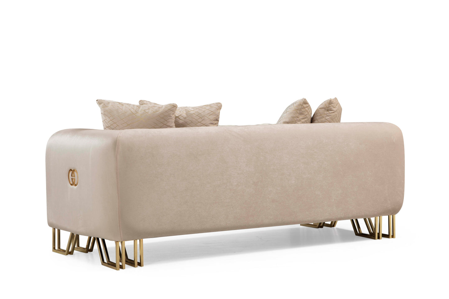Milano Sofa & Loveseat - Velvet Upholstery - Cream
