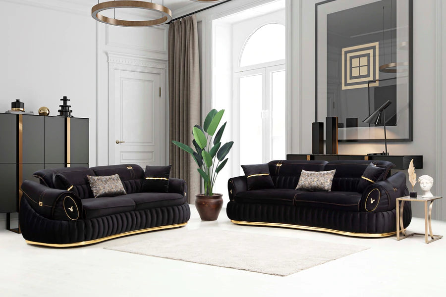 Black sofa & loveseat