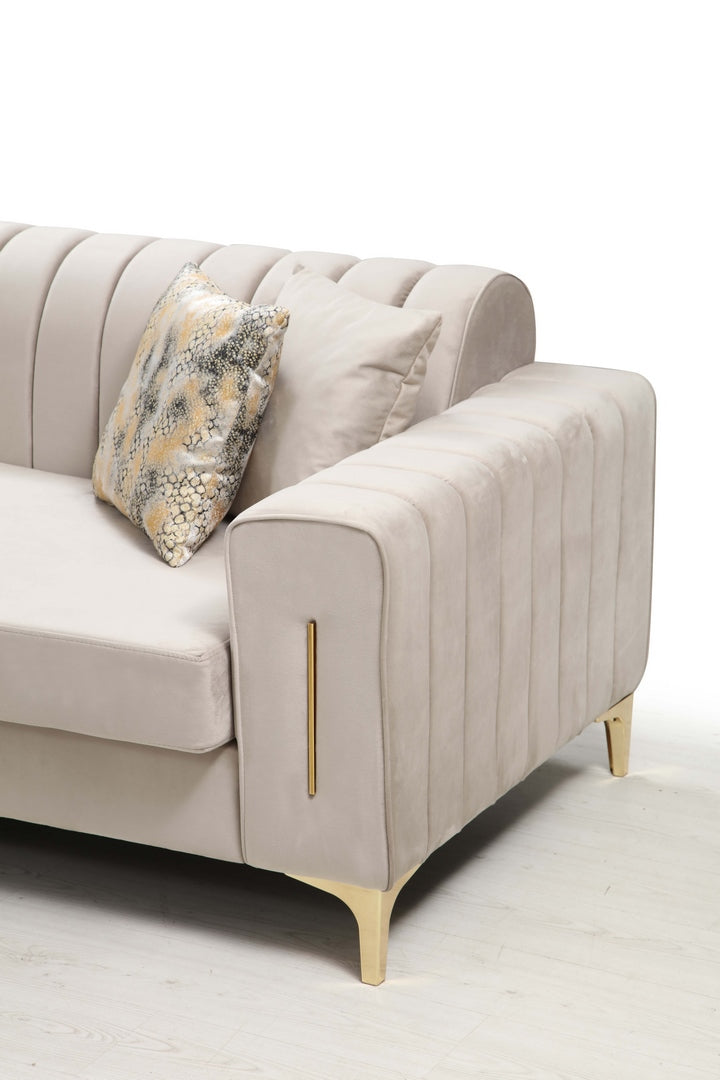 Linea Sofa & Loveseat - Babyface Upholstery - Silver