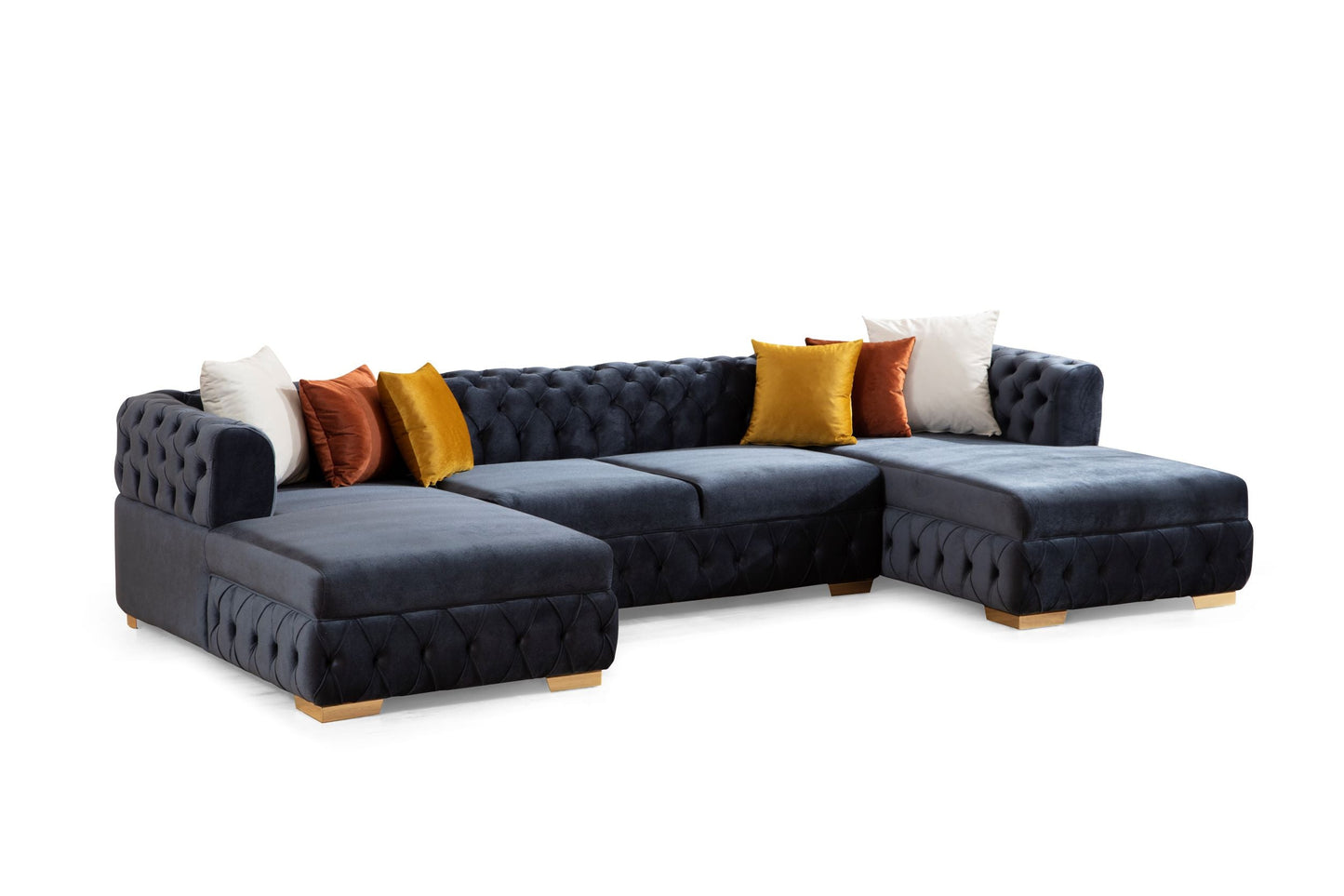 Matilda Charcoal Velvet Double Chaise Sectional