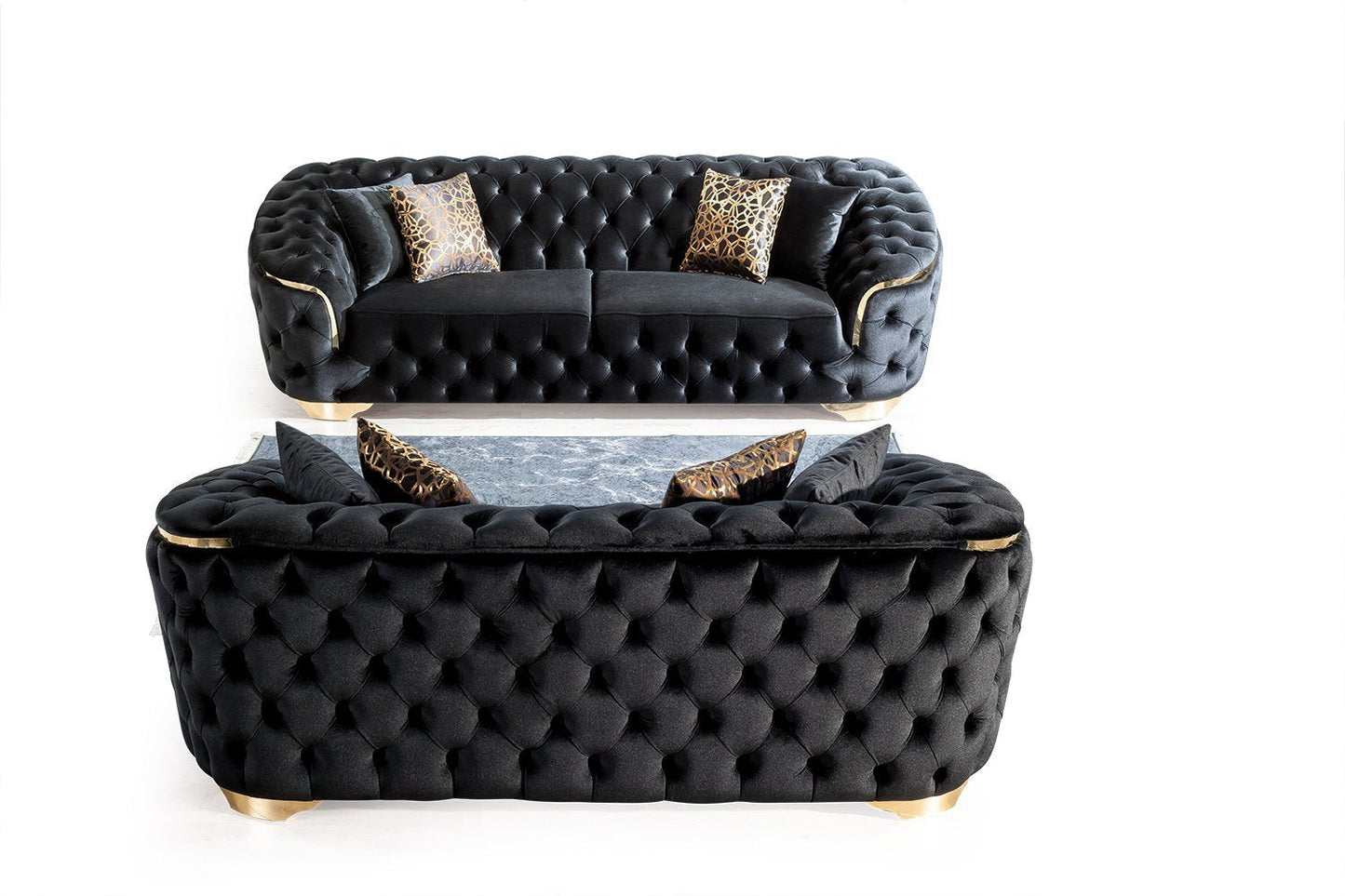 Lupino Black Velvet Sofa & Loveseat [ETA: 1/25]