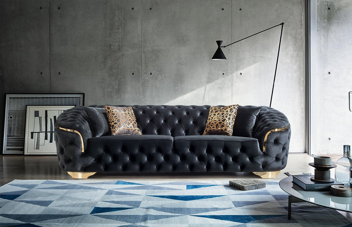 Lupino Black Velvet Sofa & Loveseat [ETA: 1/25]