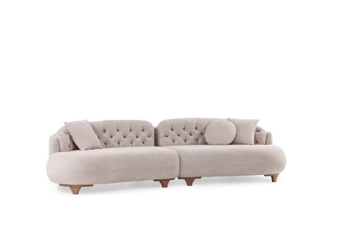 Beige Boucle Curved Sectional