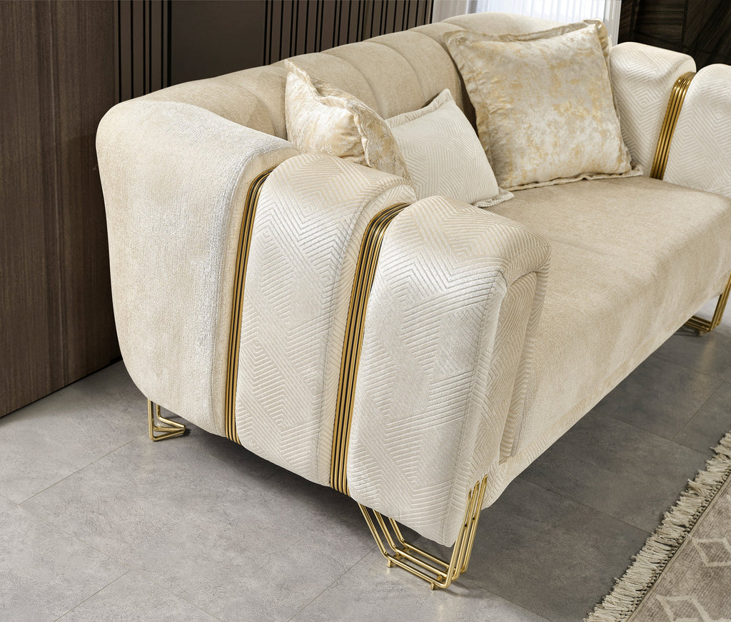 Santana Ivory Velvet Sofa & Loveseat [ETA: 2/15]