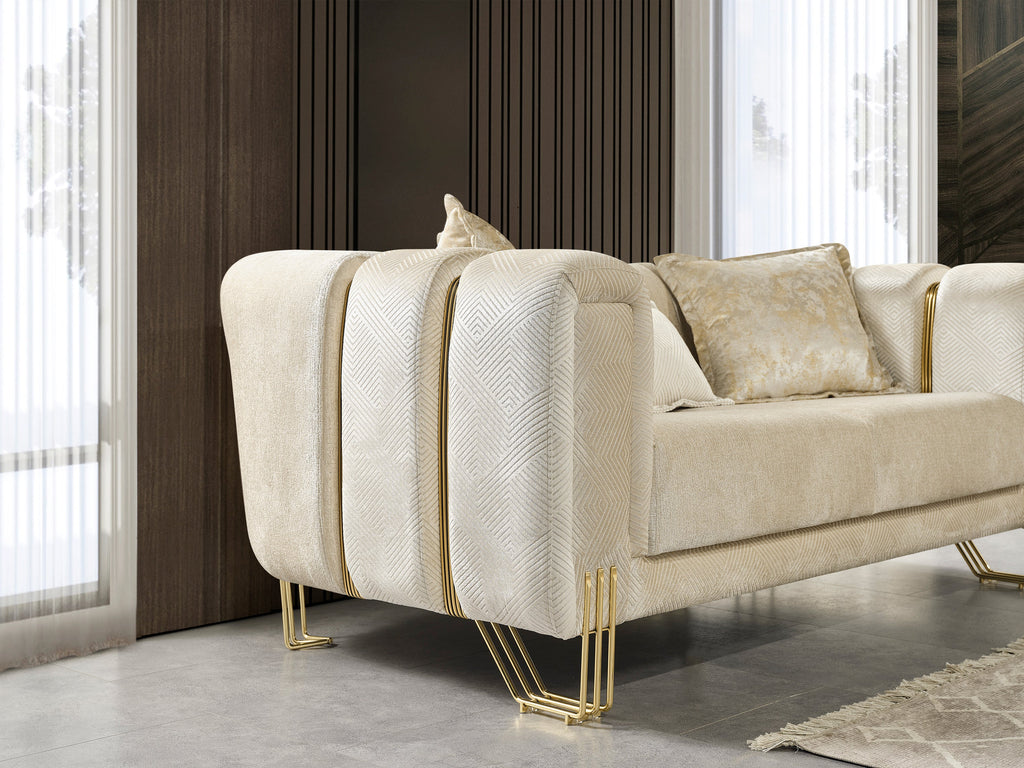 Santana Ivory Velvet Sofa & Loveseat [ETA: 2/15]