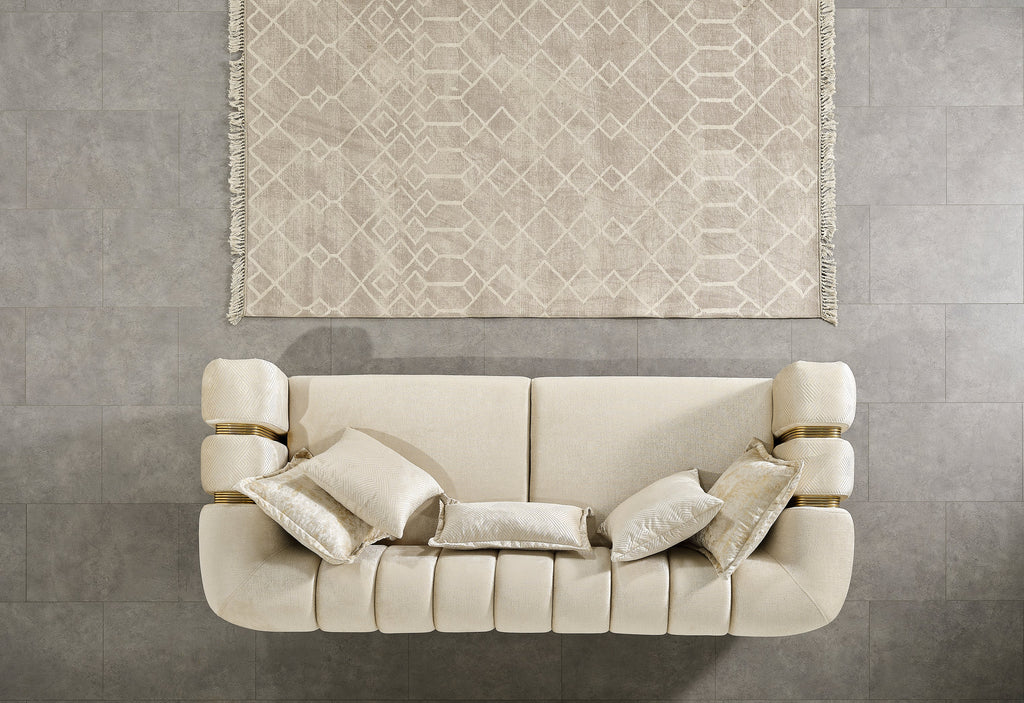 Santana Ivory Velvet Sofa & Loveseat [ETA: 2/15]