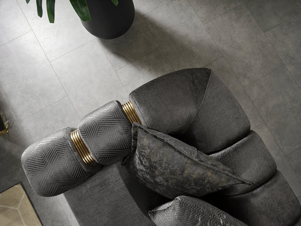 Santana Smoke Velvet Sofa & Loveseat