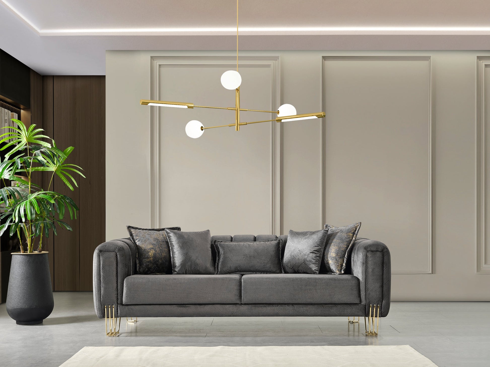 Santana Smoke Velvet Sofa & Loveseat