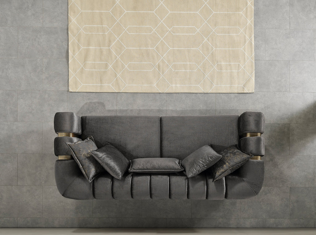 Santana Smoke Velvet Sofa & Loveseat