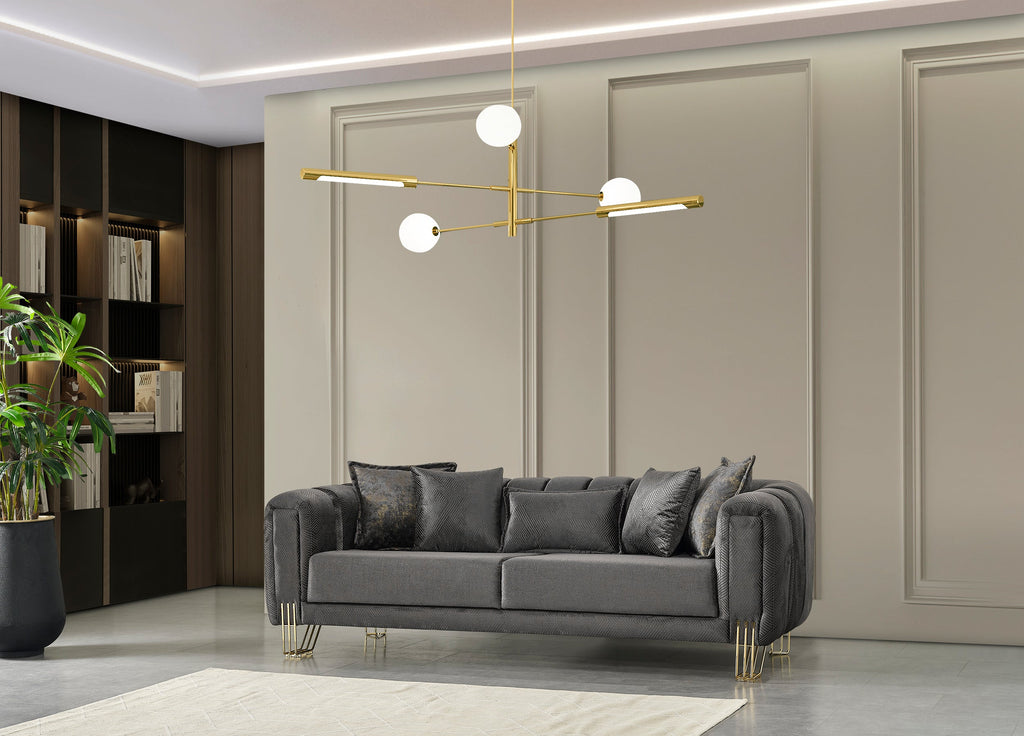 Santana Smoke Velvet Sofa & Loveseat