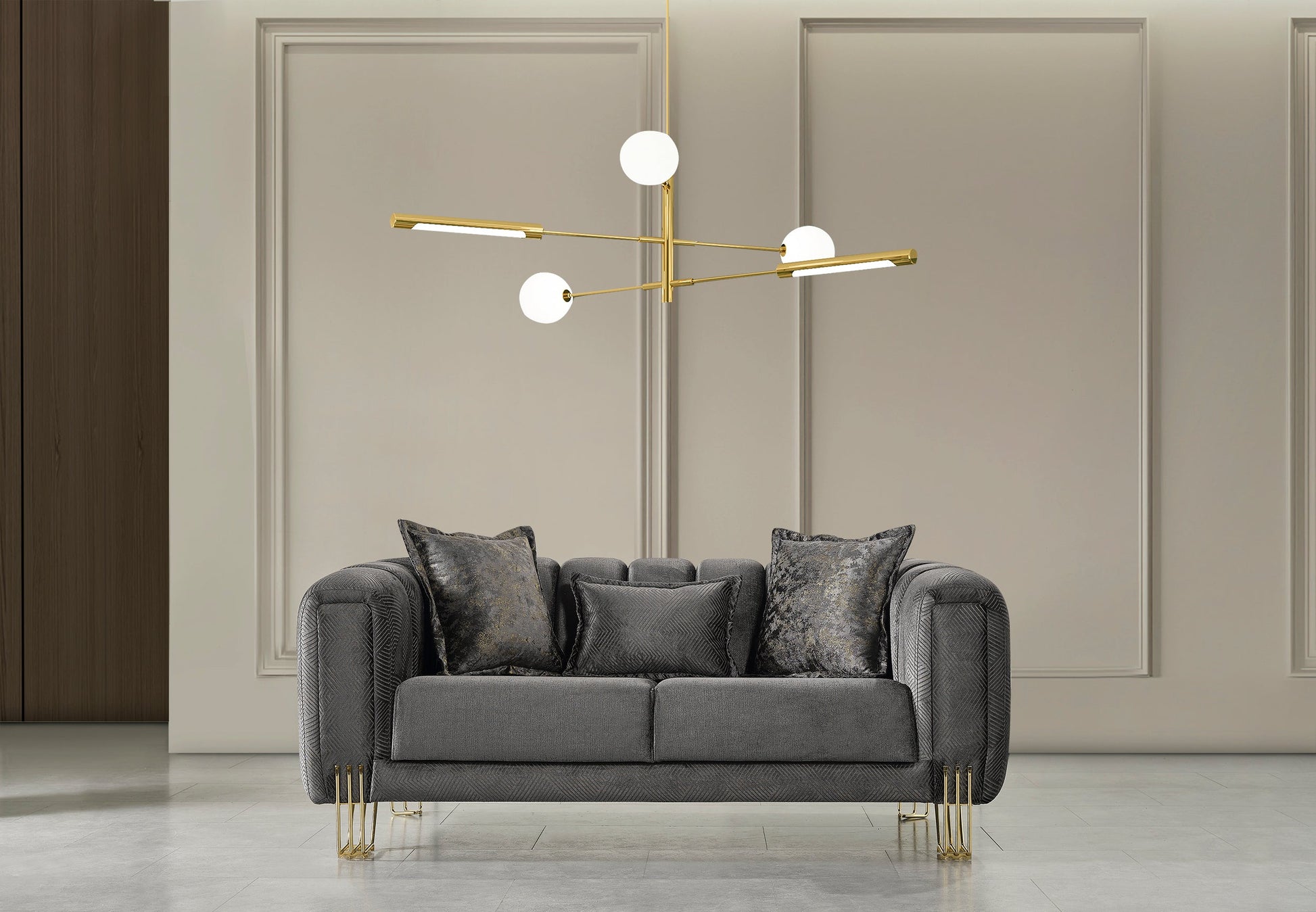 Santana Smoke Velvet Sofa & Loveseat