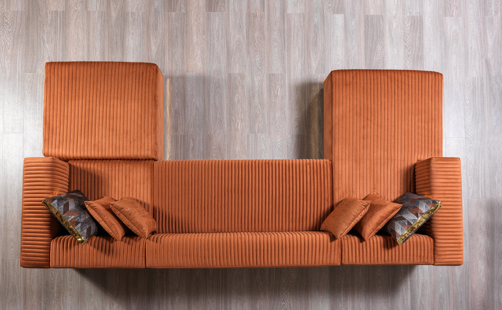 Juliana Orange Velvet 4-Piece Sectional [ETA: 3/25]