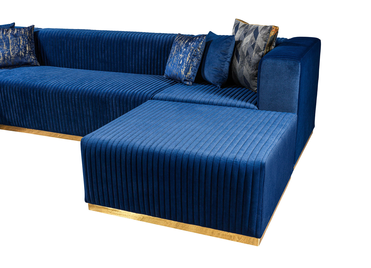 Juliana Blue Velvet 4-Piece Sectional