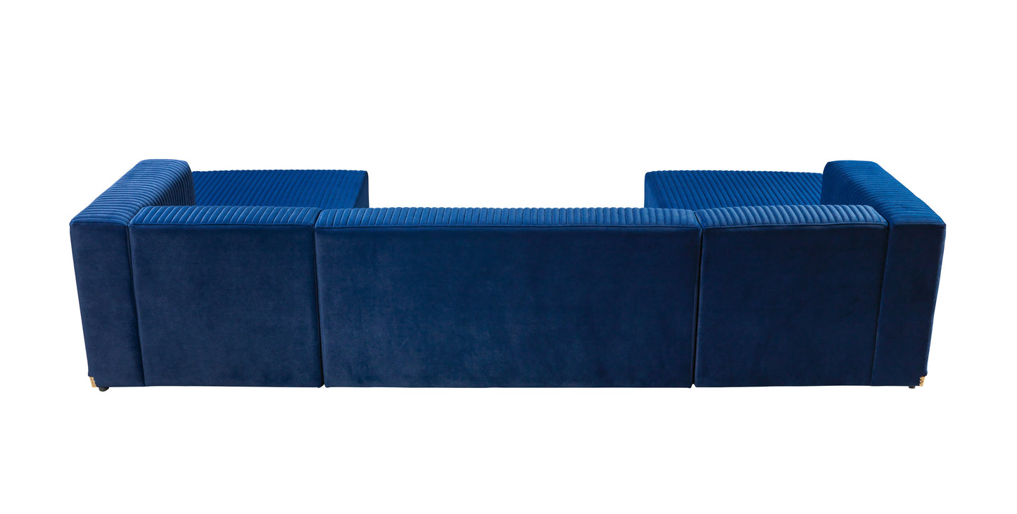 Juliana Blue Velvet 4-Piece Sectional