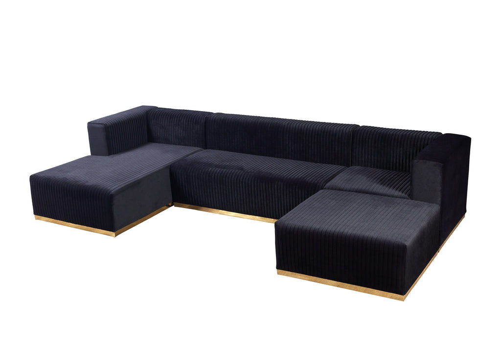 Juliana Orange Velvet 4-Piece 140" Sectional