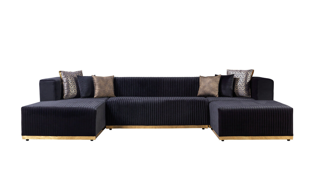 Juliana Orange Velvet 4-Piece 140" Sectional