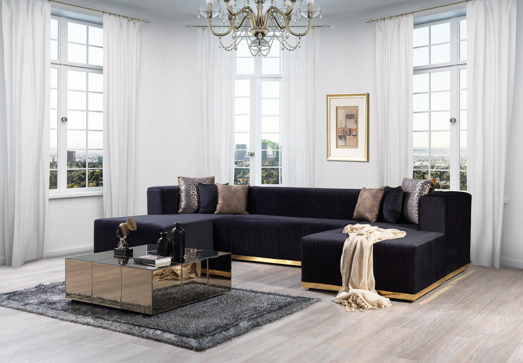 Juliana Orange Velvet 4-Piece 140" Sectional
