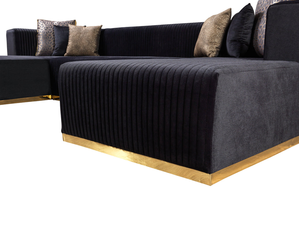 Juliana Orange Velvet 4-Piece 140" Sectional