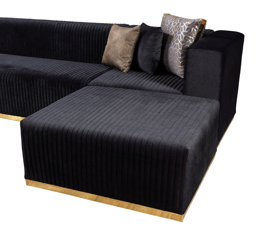 Juliana Orange Velvet 4-Piece 140" Sectional