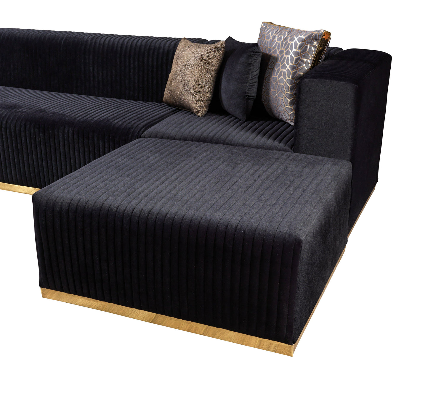 Juliana Black Velvet 4-Piece Sectional