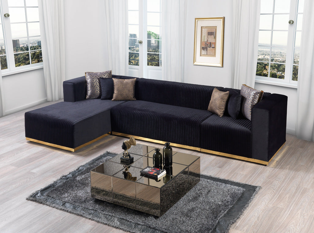 Juliana Orange Velvet 4-Piece 140" Sectional