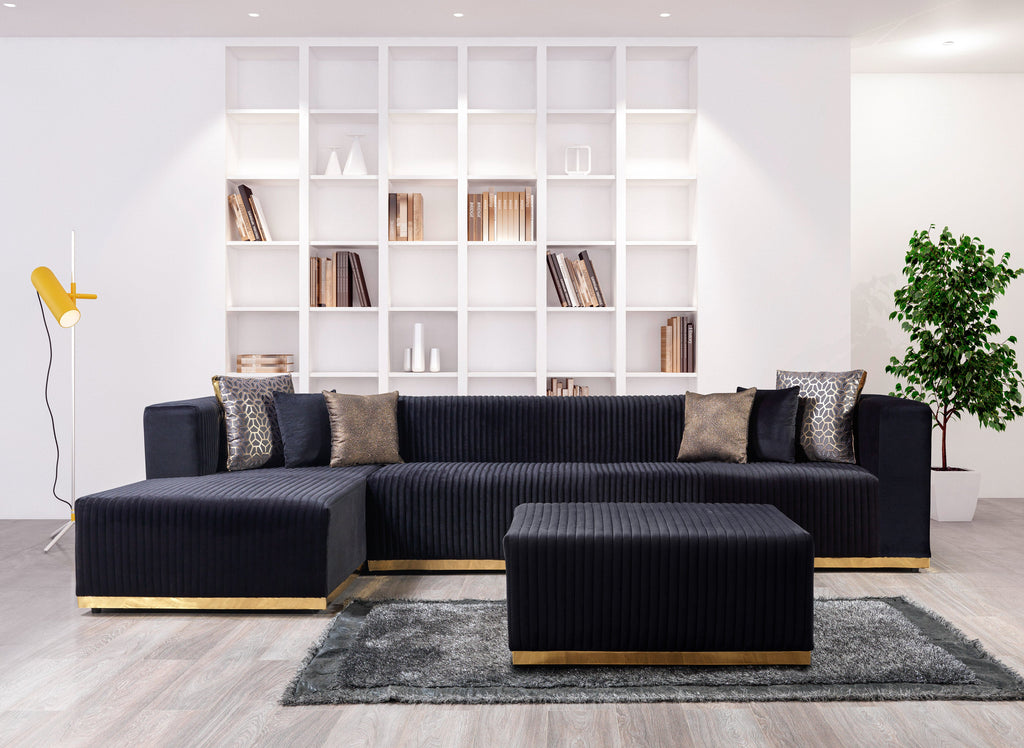 Juliana Orange Velvet 4-Piece 140" Sectional