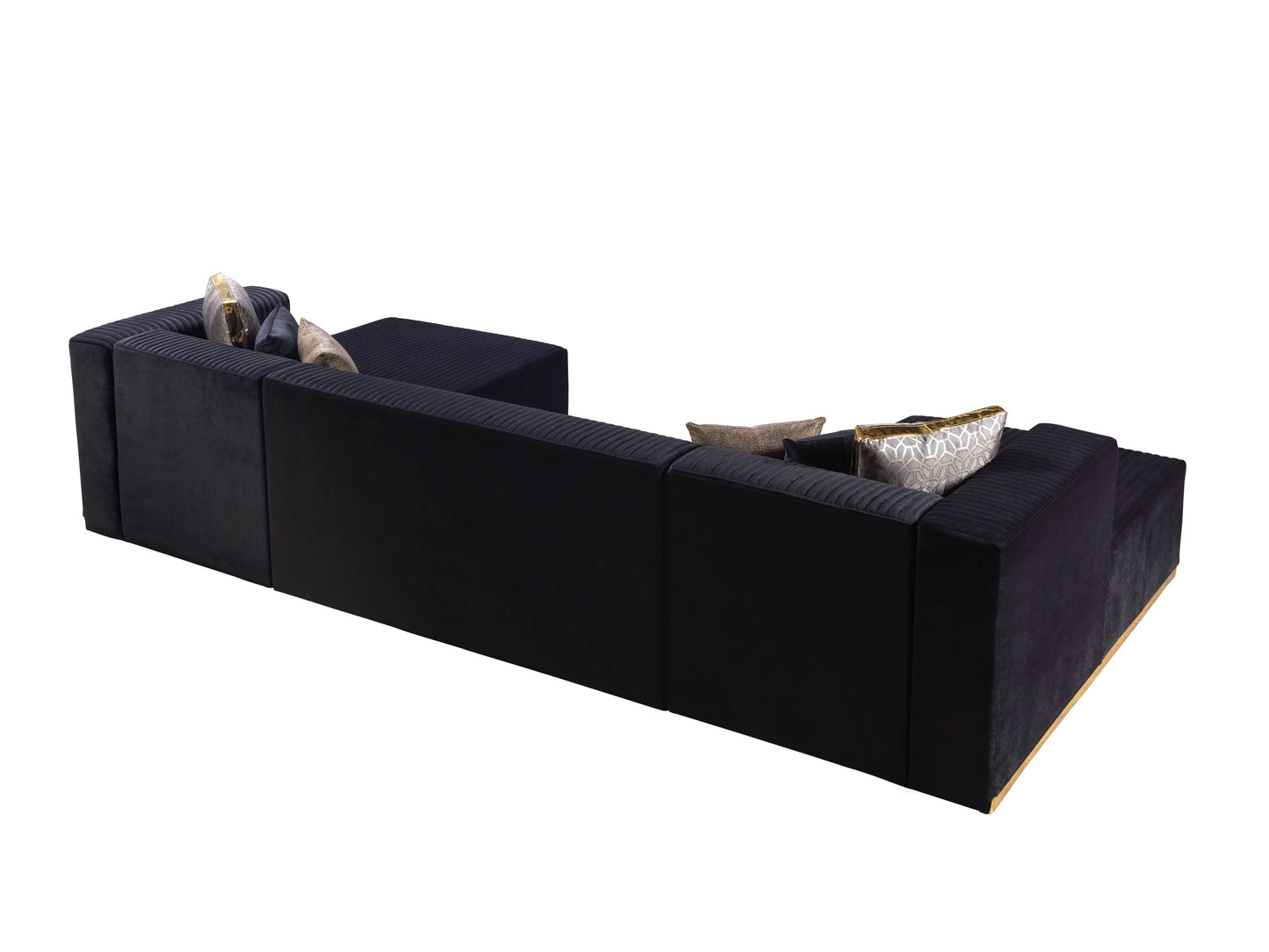 Juliana Black Velvet 4-Piece Sectional