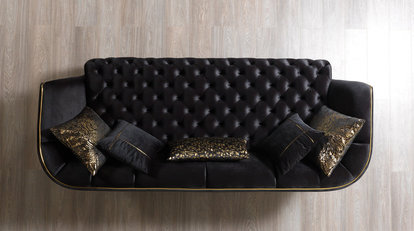 Daphne Black Velvet Sofa & Loveseat