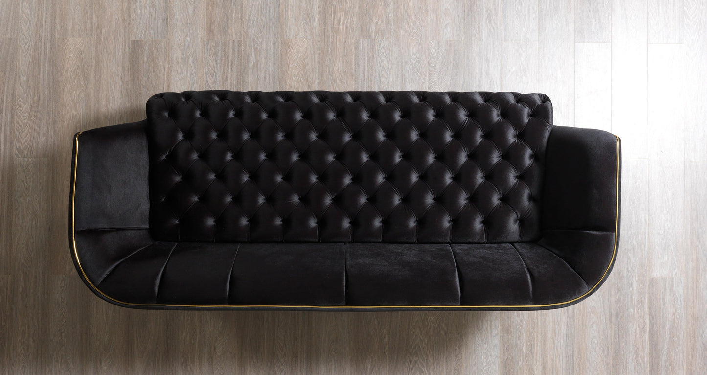 Daphne Black Velvet Sofa & Loveseat