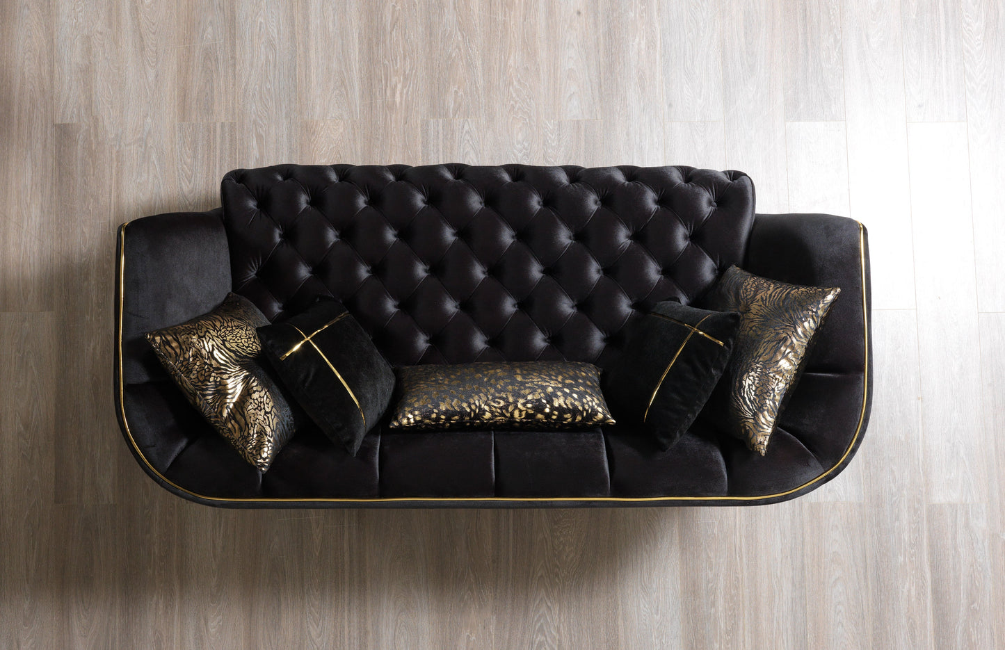 Daphne Black Velvet Sofa & Loveseat