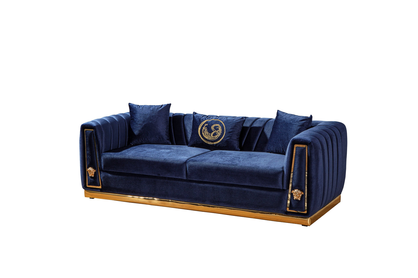 Royal Sofa & Loveseat Velvet Upholstery - Navy Blue
