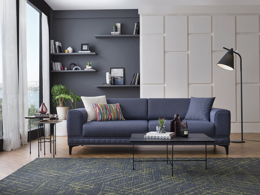 Pavia Navy Blue 3-Seater Sofa Bed