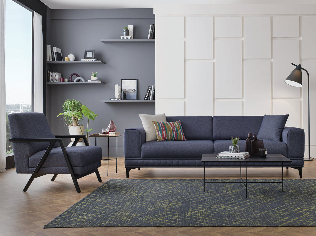 Pavia Navy Blue 3-Seater Sofa Bed