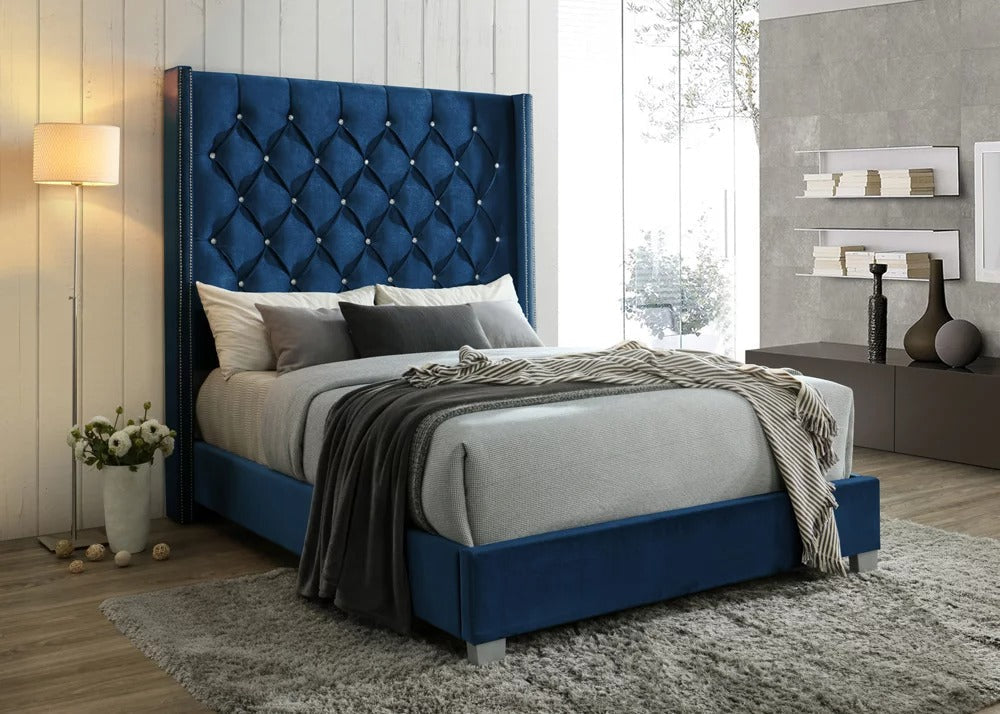 Cinthia Blue Velvet bed frame