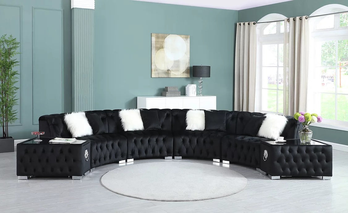 Black Oversized 6pcs Sectional with End table