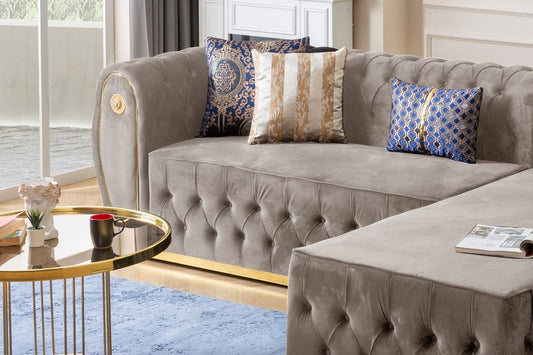 Luna  L Chase Sectional - Mink