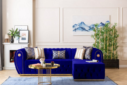 Luna  L Chase Sectional - Navy Blue