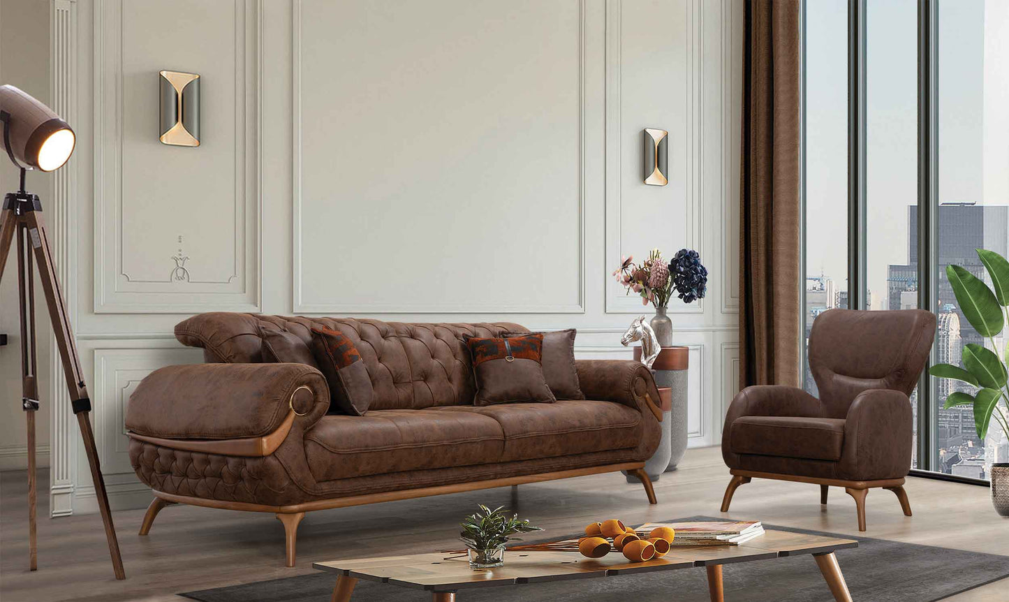 Boston Sofa & Loveseat Dark Brown